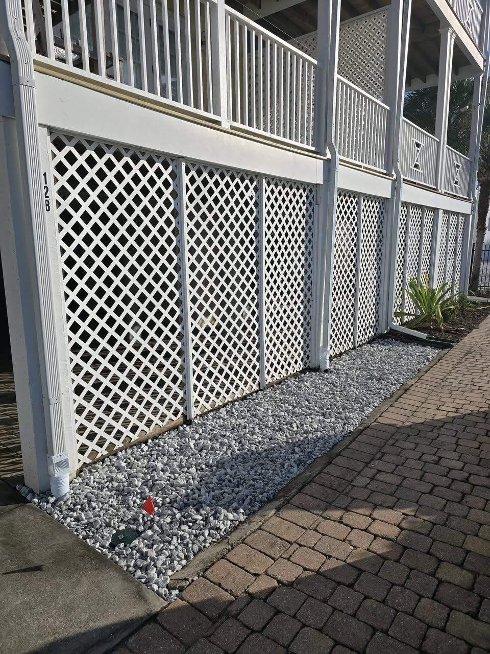 After — White marble decorative rock bed